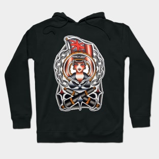 Sailor Girl with Cannons Tattoo Design Hoodie